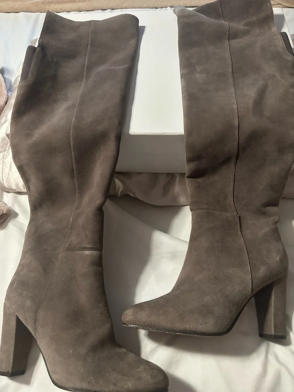 Halogen - Over-the-Knee Suede  - grey suede boot